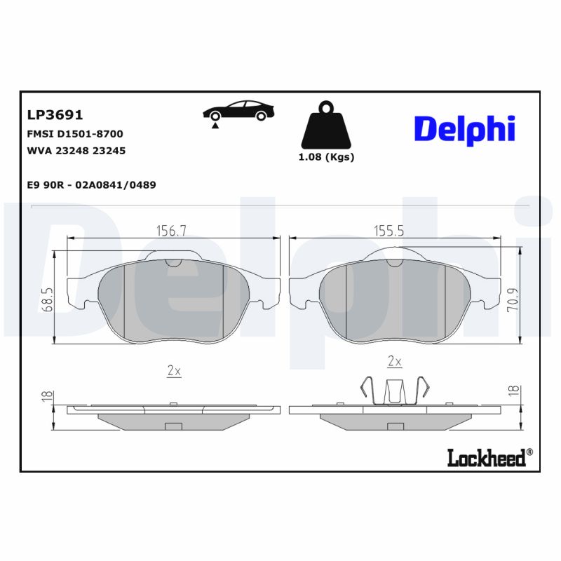 DELPHI DELLP3691 Fékbetét