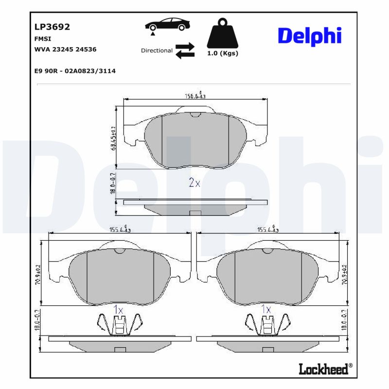 DELPHI DELLP3692 Fékbetét