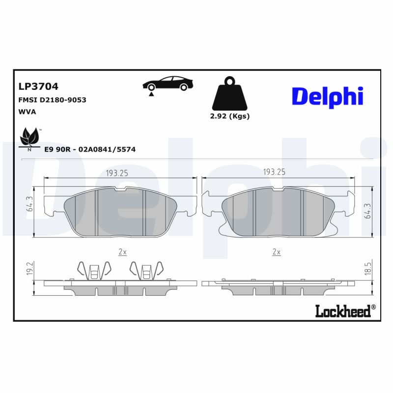 DELPHI DELLP3704 Fékbetét