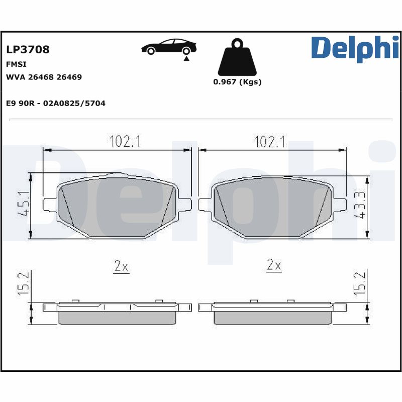 DELPHI DELLP3708 Fékbetét