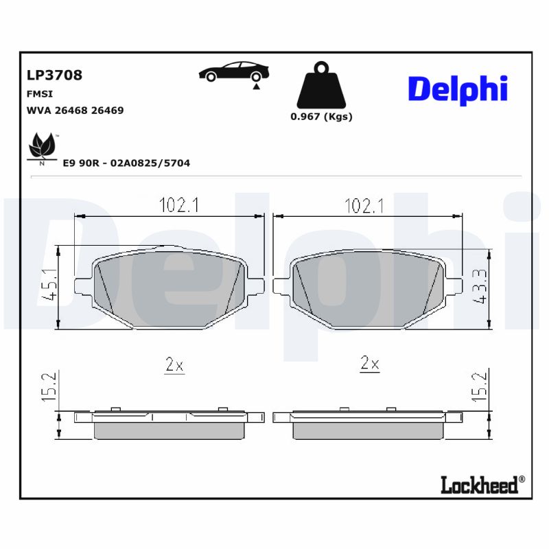 DELPHI DELLP3708 Fékbetét