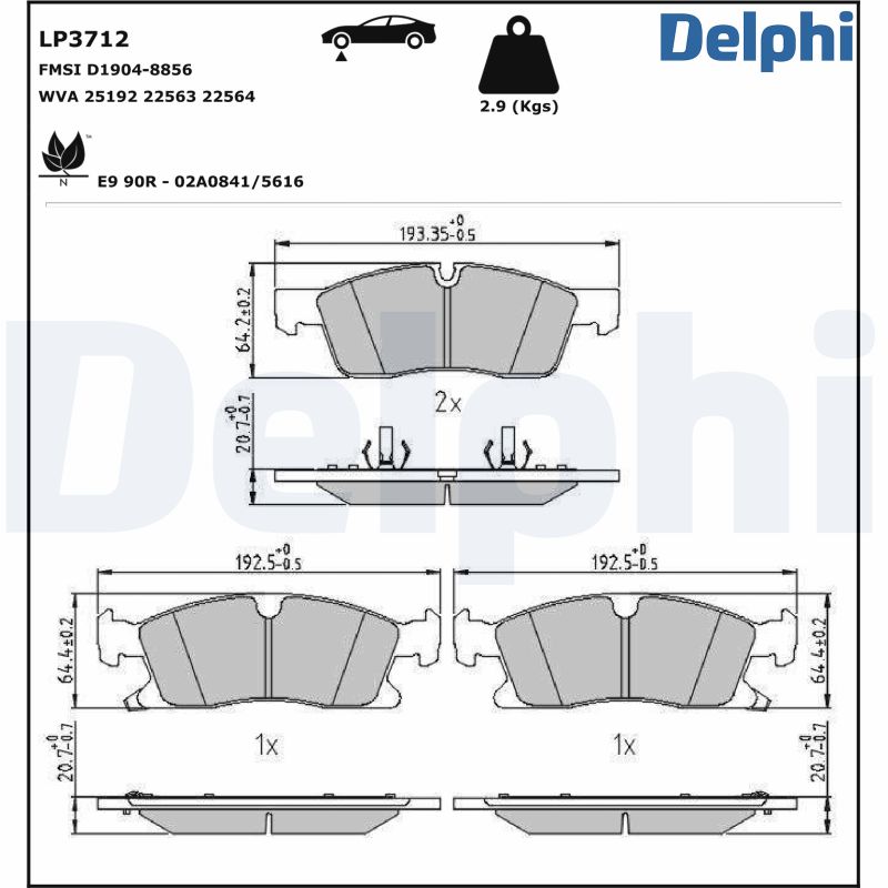 DELPHI DELLP3712 Fékbetét