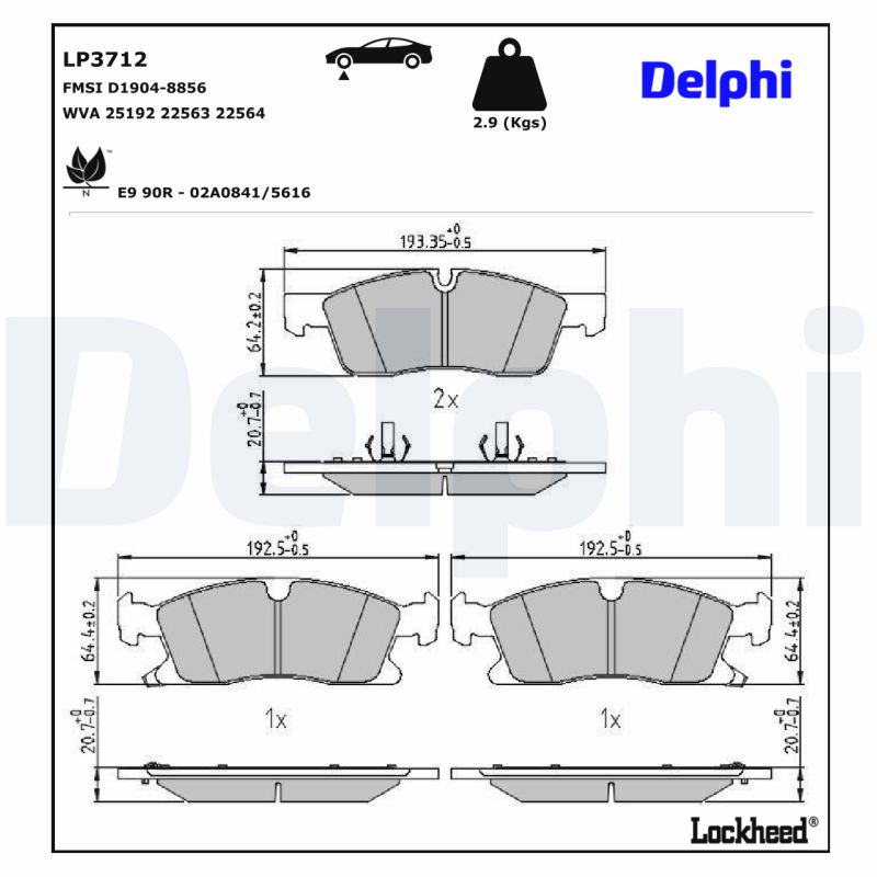 DELPHI DELLP3712 Fékbetét
