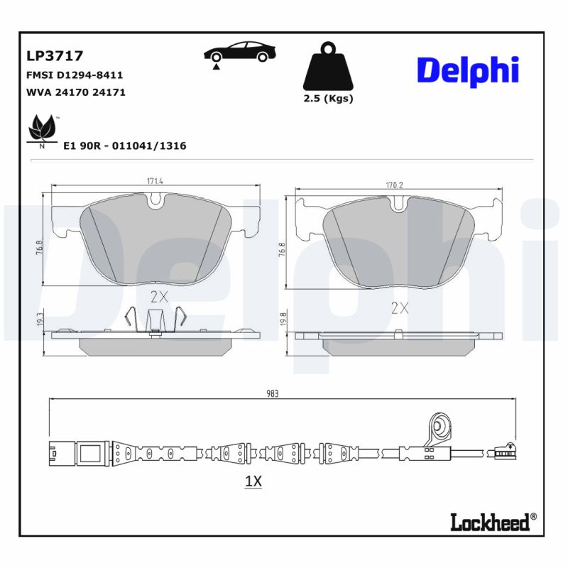 DELPHI DELLP3717 Fékbetét