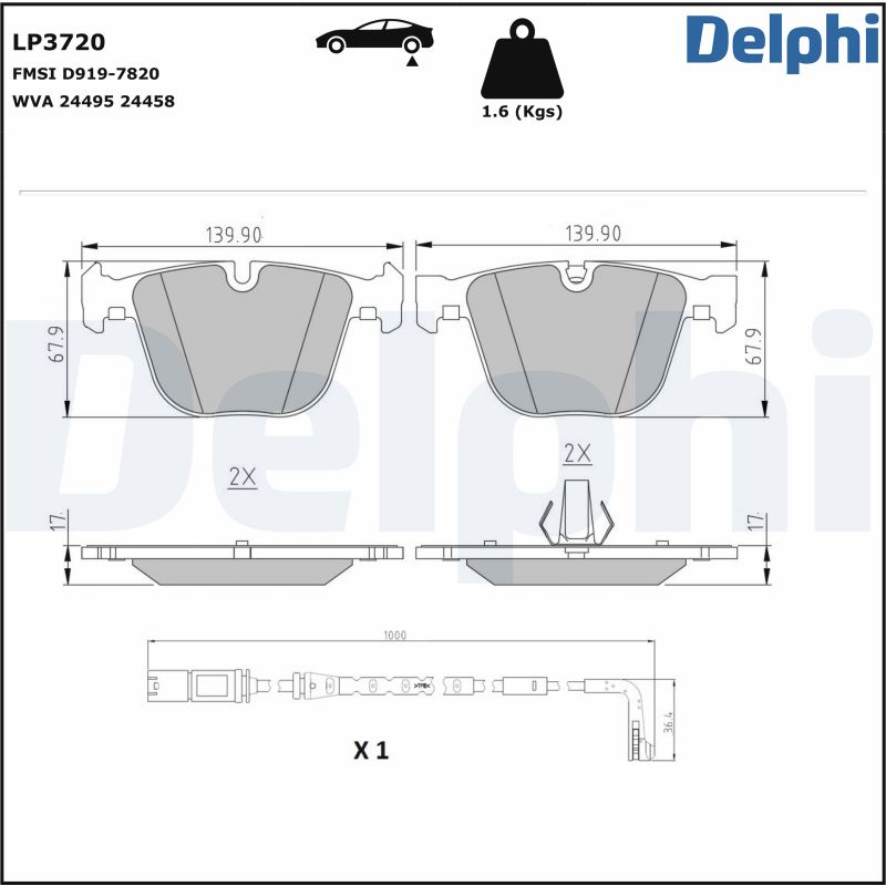 DELPHI DELLP3720 Fékbetét