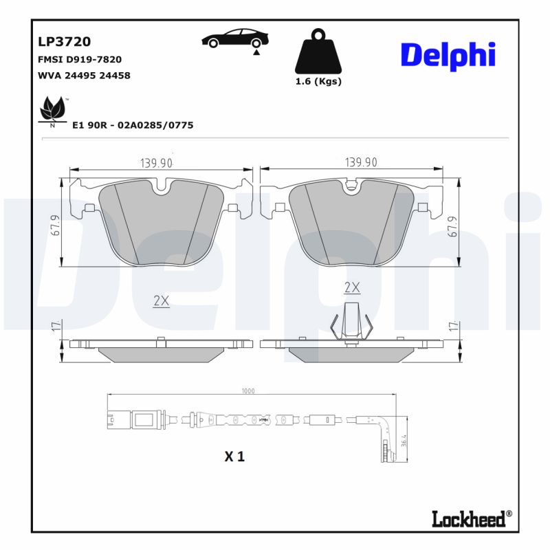 DELPHI DELLP3720 Fékbetét