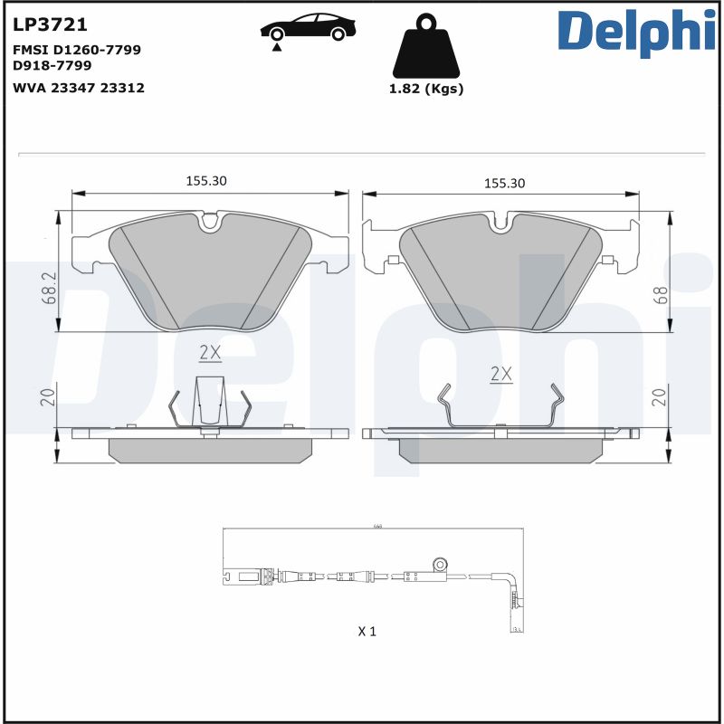 DELPHI DELLP3721 Fékbetét