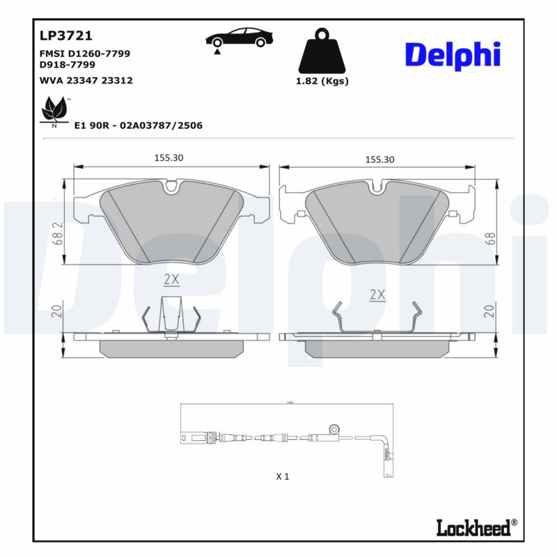 DELPHI DELLP3721 Fékbetét