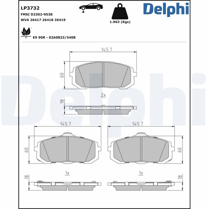 DELPHI DELLP3732 Fékbetét