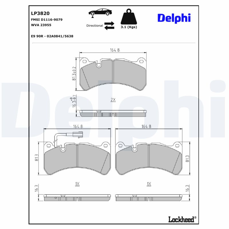 DELPHI DELLP3820 Fékbetét