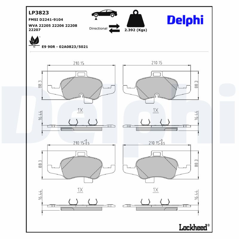 DELPHI DELLP3823 Fékbetét