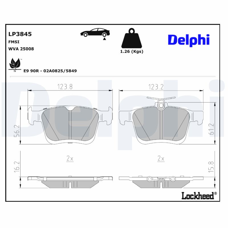 DELPHI DELLP3845 Fékbetét