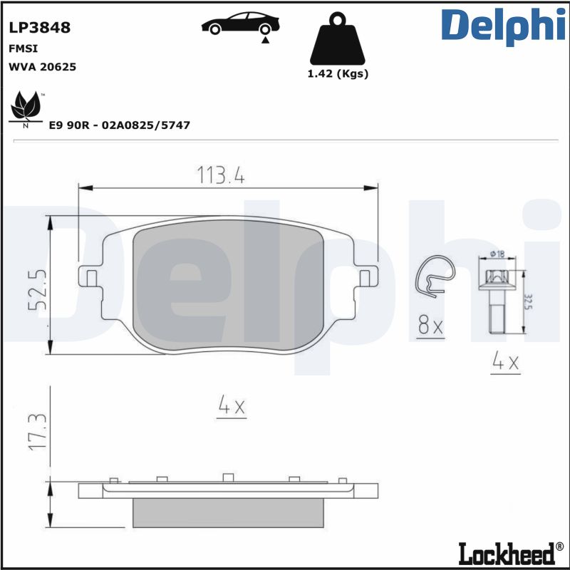 DELPHI DELLP3848 Fékbetét