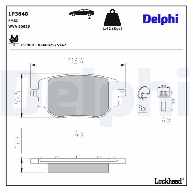 DELPHI DELLP3848 Fékbetét