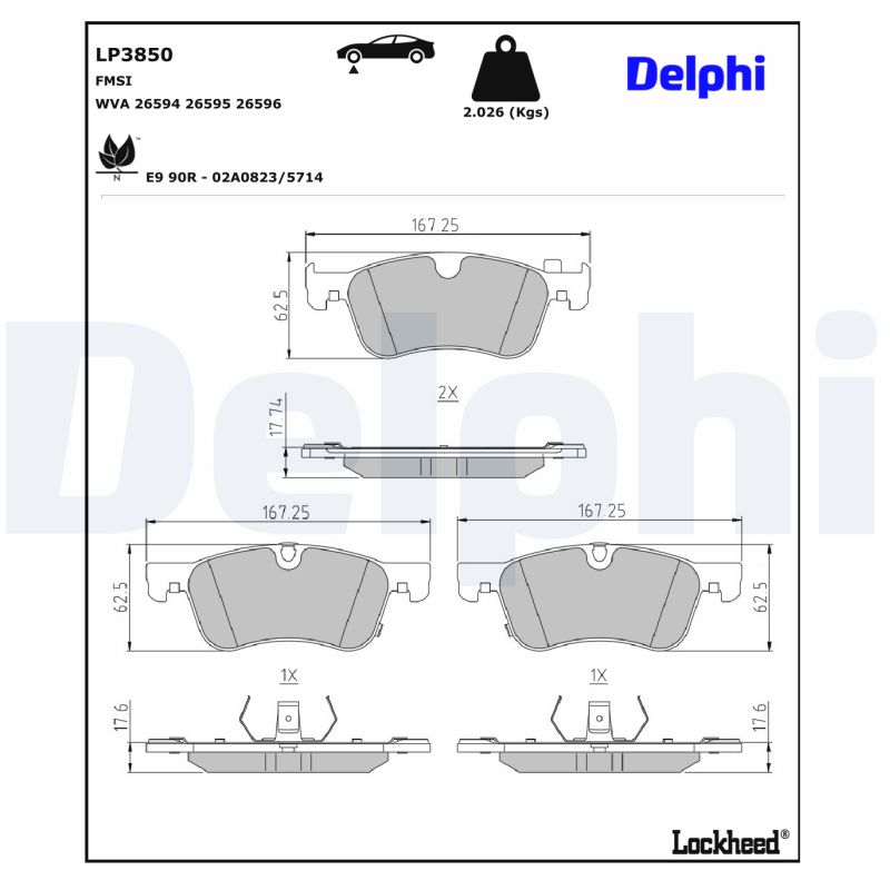 DELPHI DELLP3850 Fékbetét kézifékhez