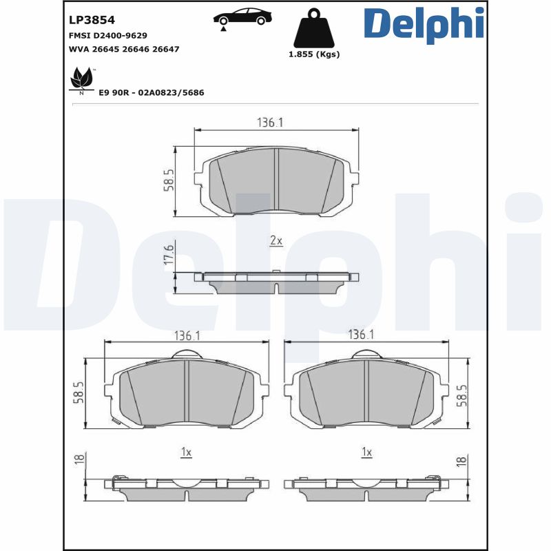 DELPHI DELLP3854 Fékbetét