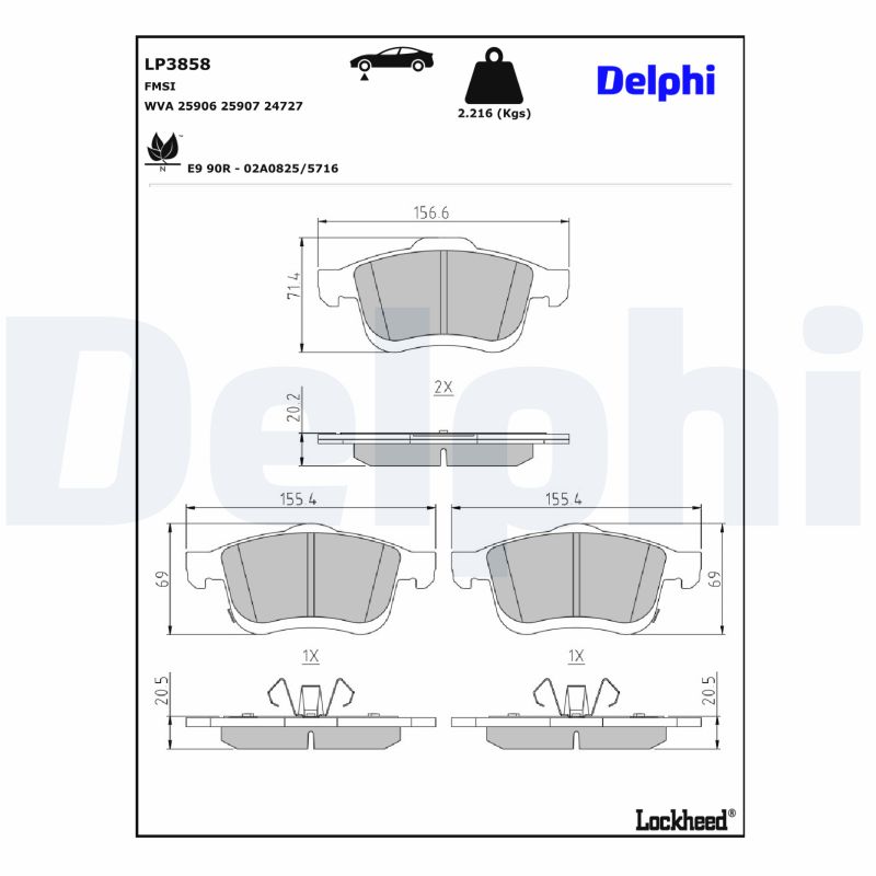 DELPHI DELLP3858 Fékbetét