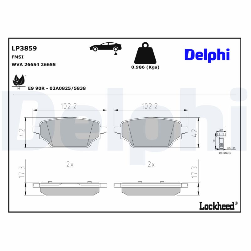 DELPHI DELLP3859 Fékbetét
