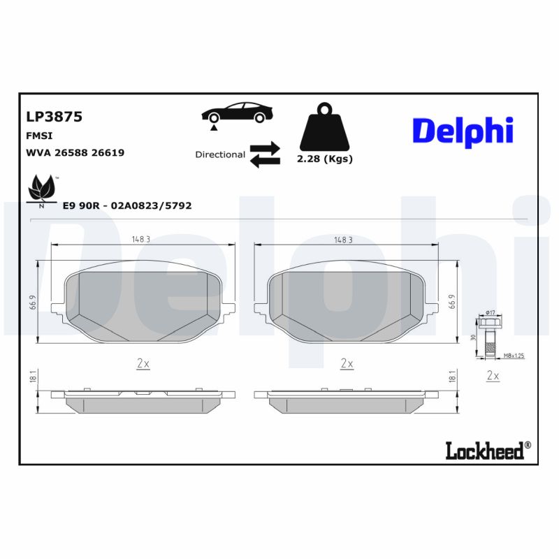 DELPHI DELLP3875 Fékbetét