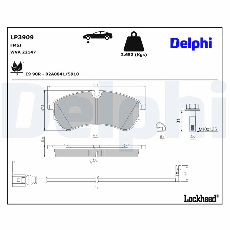 DELPHI DELLP3909 Fékbetét
