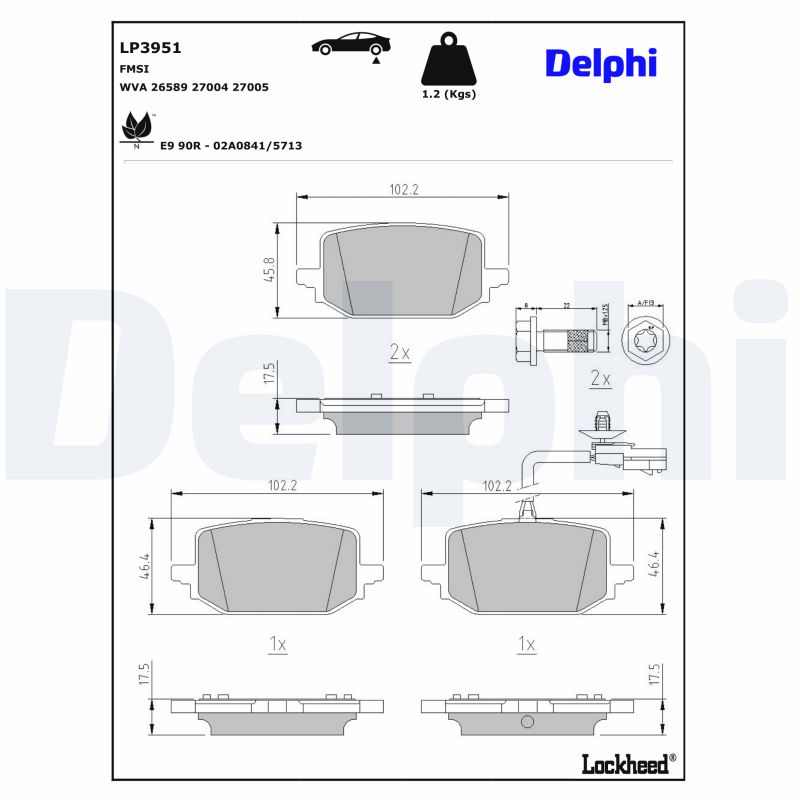 DELPHI DELLP3951 Fékbetét