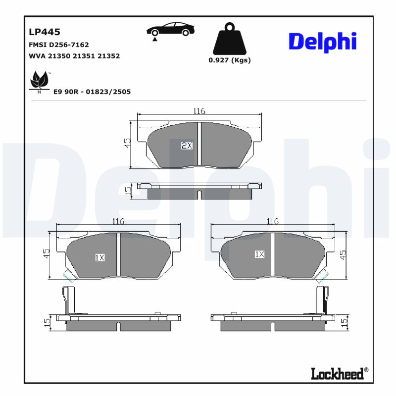 DELPHI LP445 Fékbetét készlet, tárcsafék