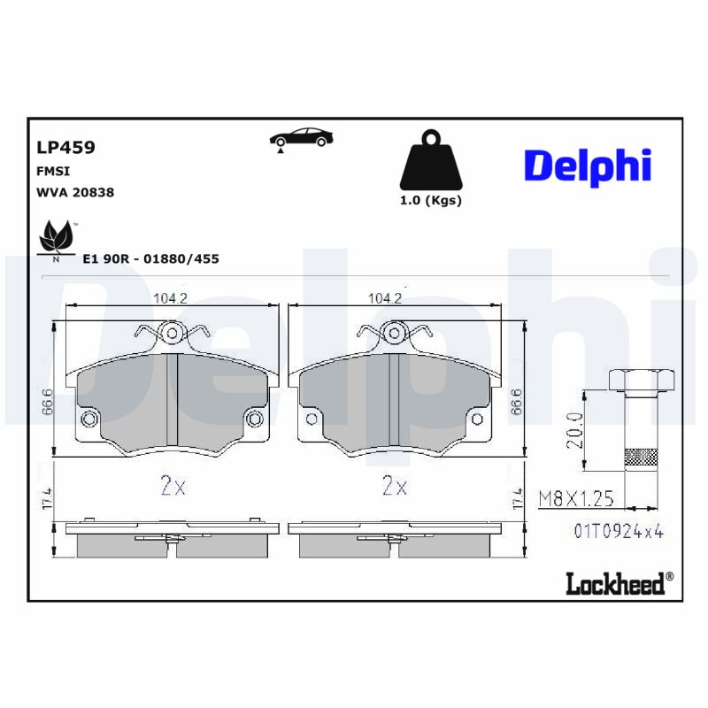 DELPHI DELLP459 Fékbetét kézifékhez