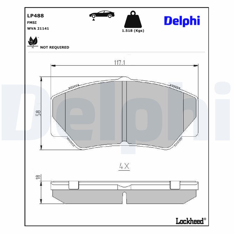 DELPHI LP488 Fékbetét készlet, tárcsafék