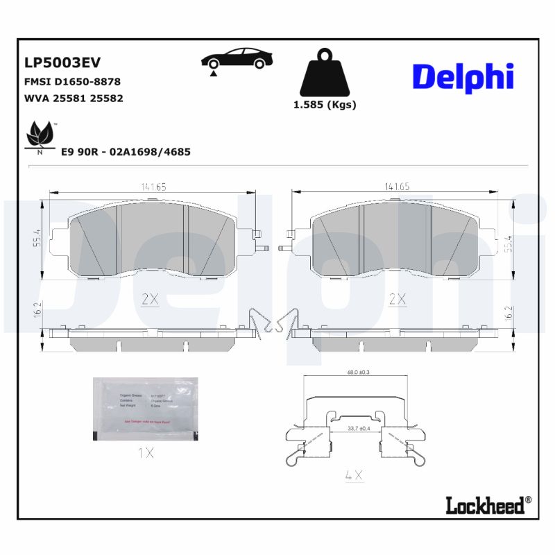 DELPHI DELLP5003EV Fékbetét