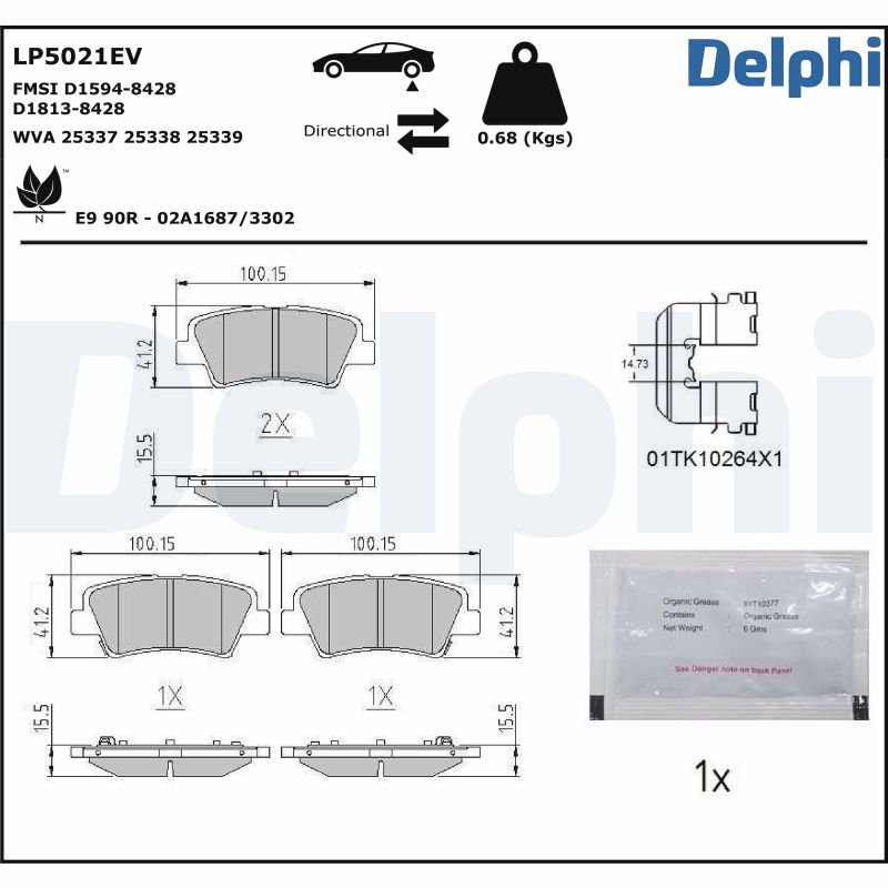 DELPHI DELLP5021EV Fékbetét