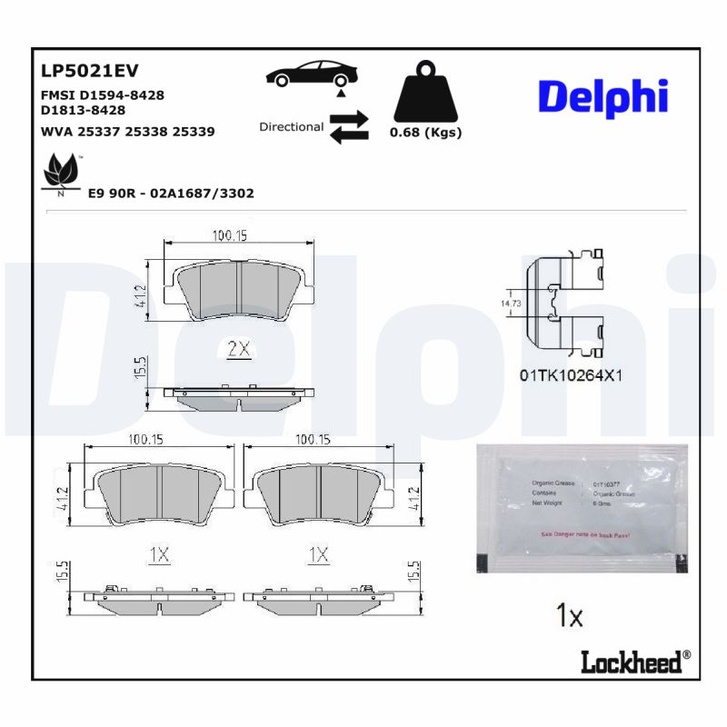DELPHI DELLP5021EV Fékbetét