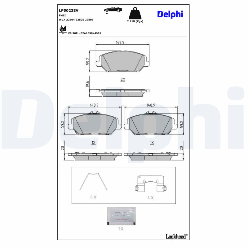 DELPHI DELLP5023EV Fékbetét