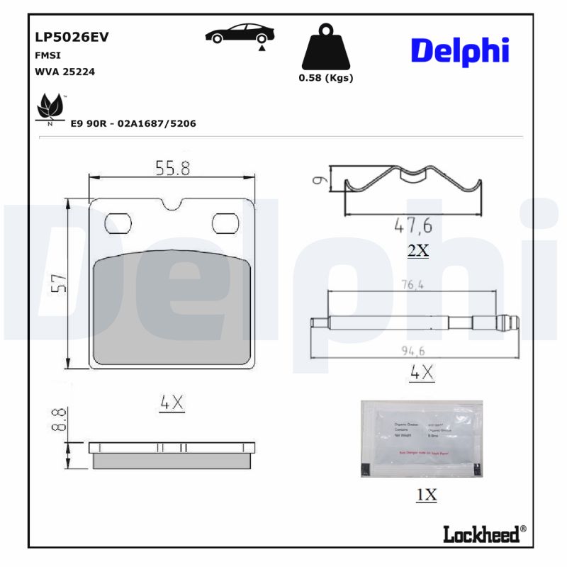 DELPHI DELLP5026EV Fékbetét kézifékhez