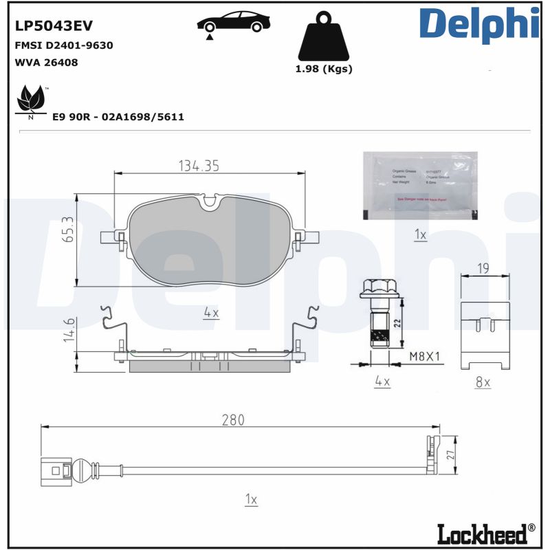 DELPHI DELLP5043EV Fékbetét