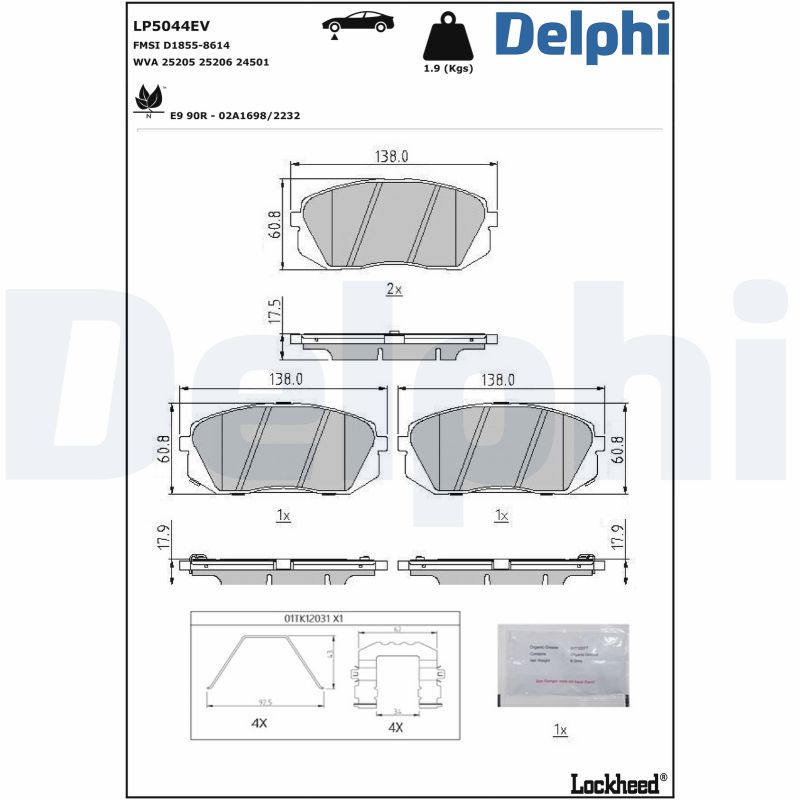 DELPHI DELLP5044EV Fékbetét