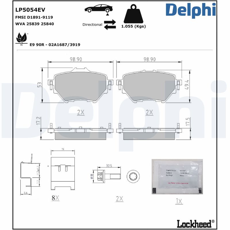 DELPHI DELLP5054EV Fékbetét
