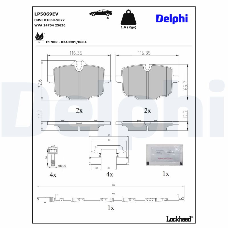 DELPHI DELLP5069EV Fékbetét