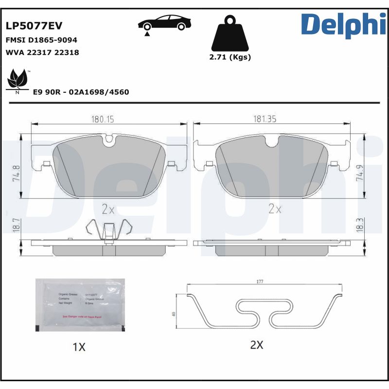 DELPHI DELLP5077EV Fékbetét