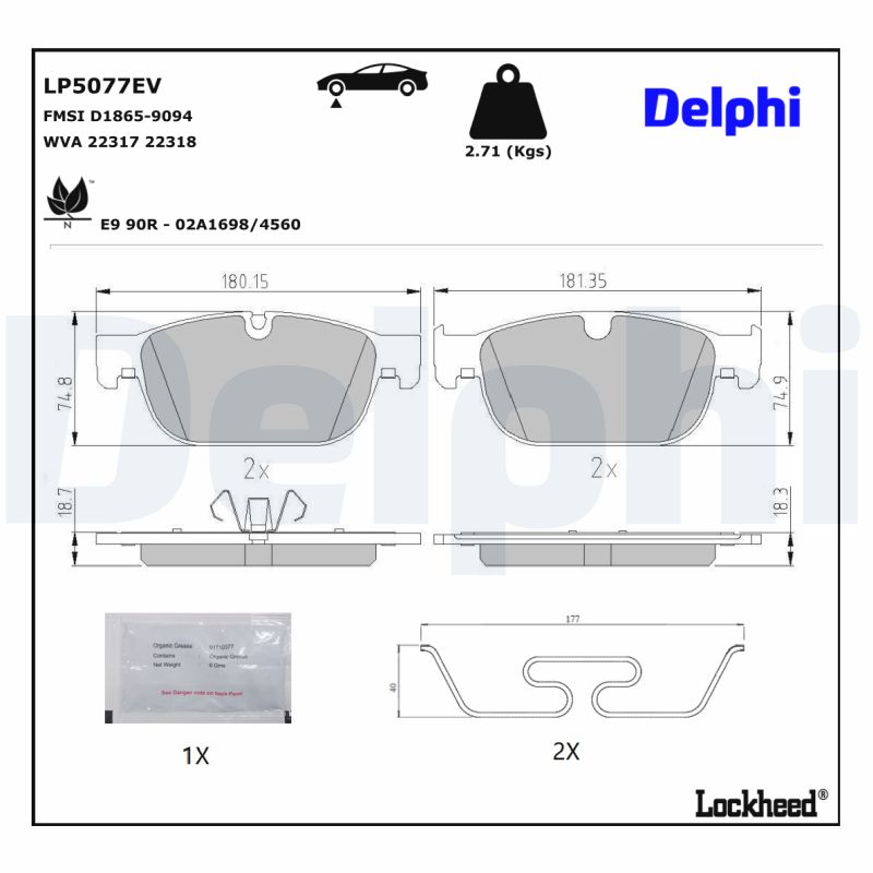 DELPHI DELLP5077EV Fékbetét