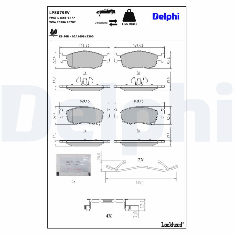 DELPHI DELLP5079EV Fékbetét