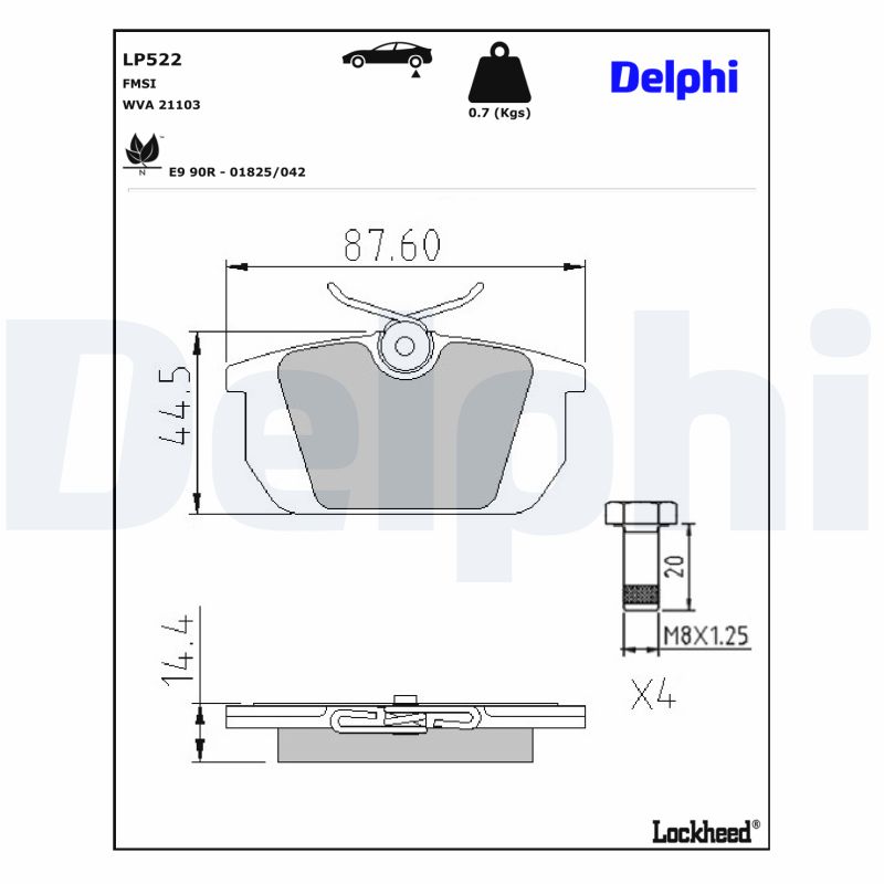 DELPHI  LP522 - HÁTSÓ FÉKBETÉT KÉSZLET