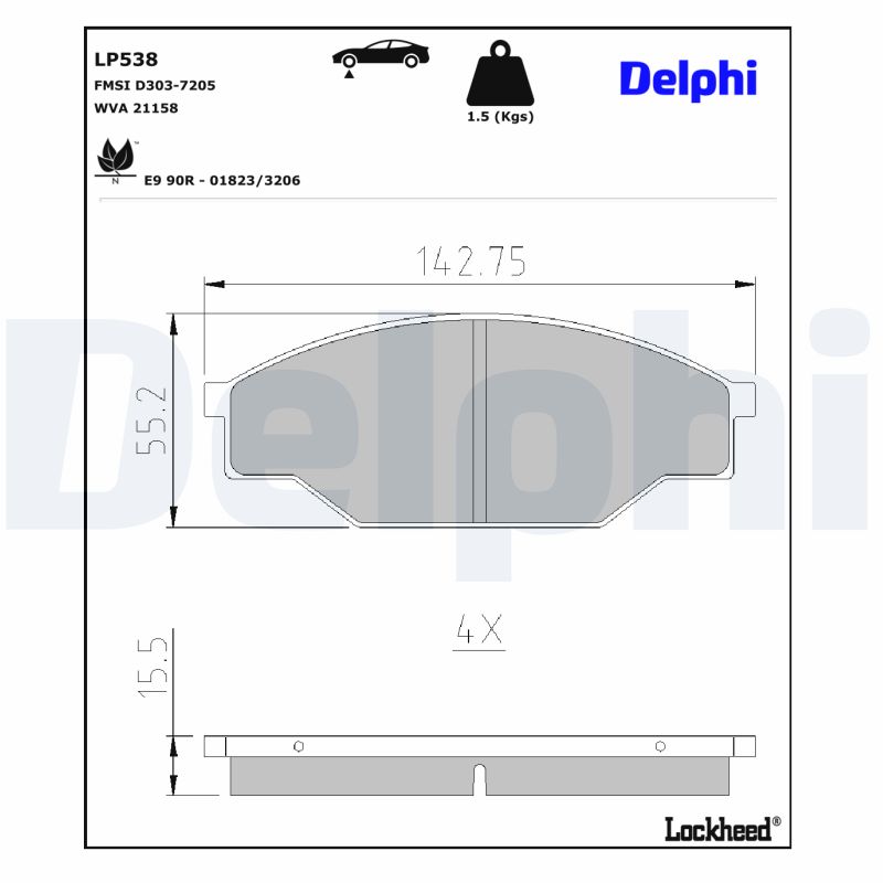 DELPHI DLP LP538 Fékbetét készlet, tárcsafék