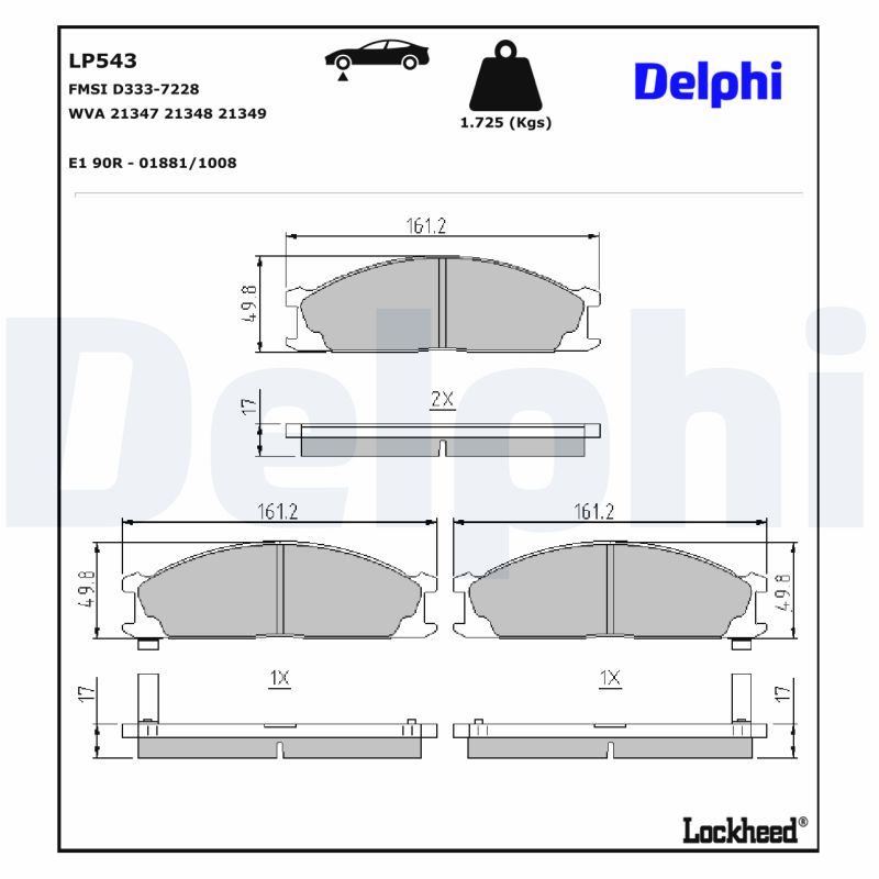 DELPHI LP543 Fékbetét készlet, tárcsafék