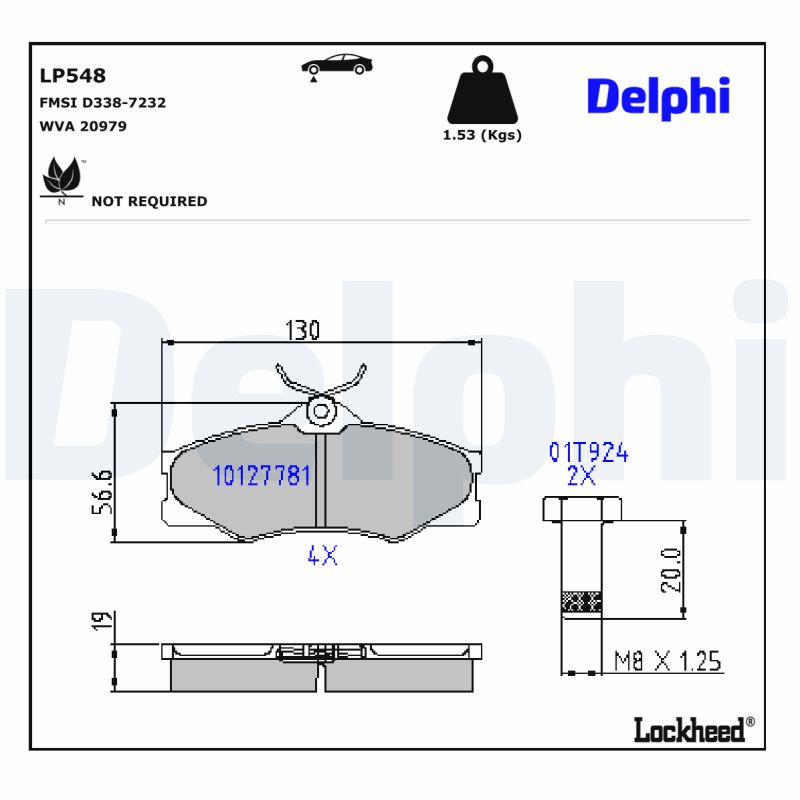 DELPHI DELLP548 Fékbetét