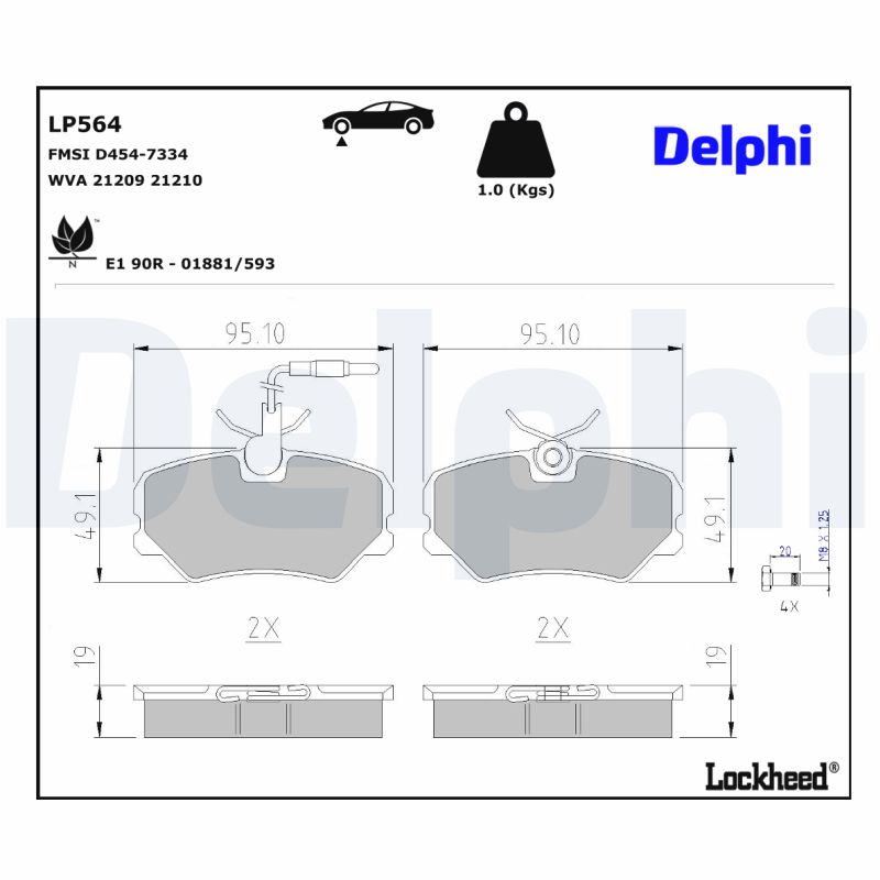 DELPHI DLP LP564 Fékbetét készlet, tárcsafék