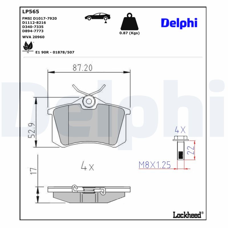 DELPHI DLP LP565 Fékbetét