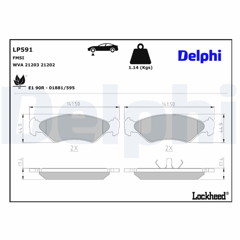 DELPHI  LP591 - Első fékbetét készlet