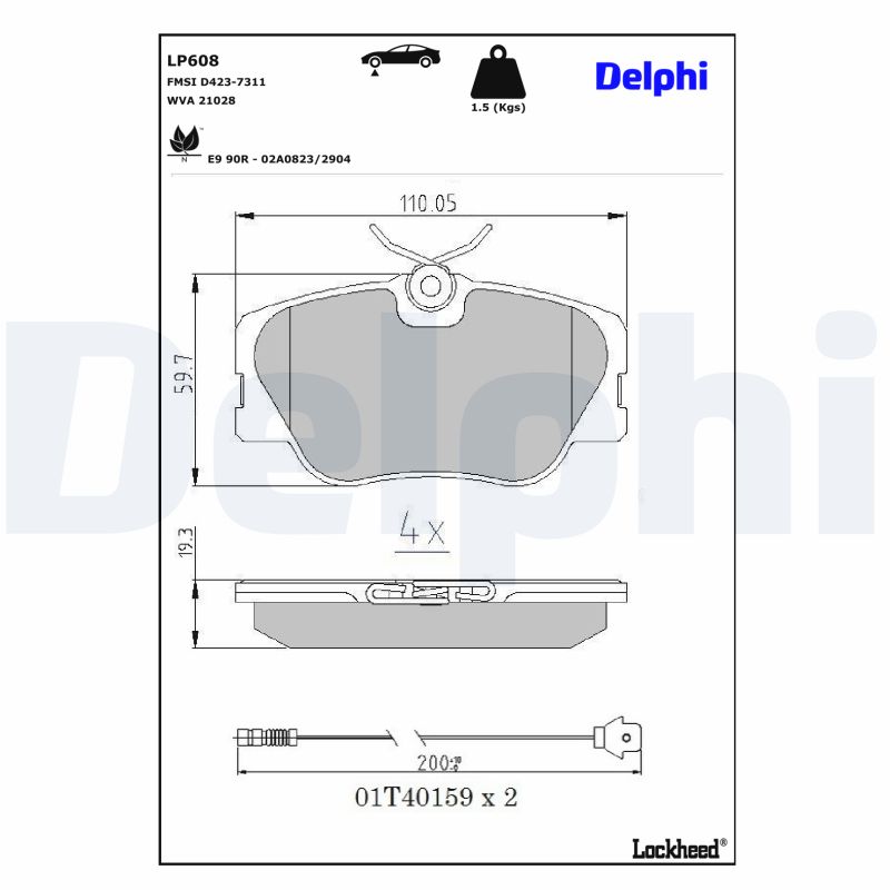 DELPHI DELLP608 Fékbetét