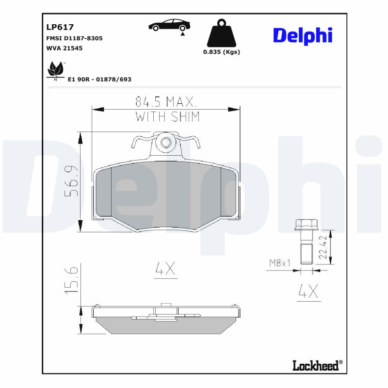 DELPHI DELLP617 Fékbetét
