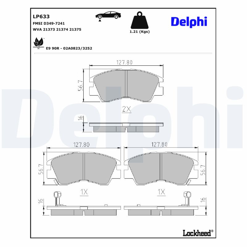 DELPHI DELLP633 Fékbetét kézifékhez